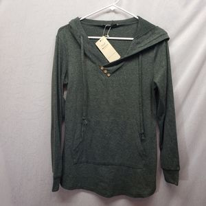 Miusey Top with Hoodie and Pocket green Size Small NWT